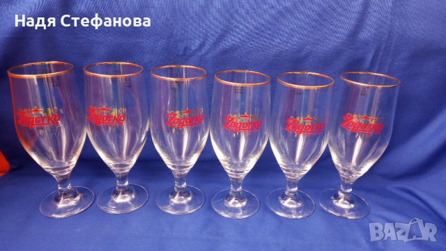 Бирени чаши загорка, столче, златен кант, 300 мл, 6 бр