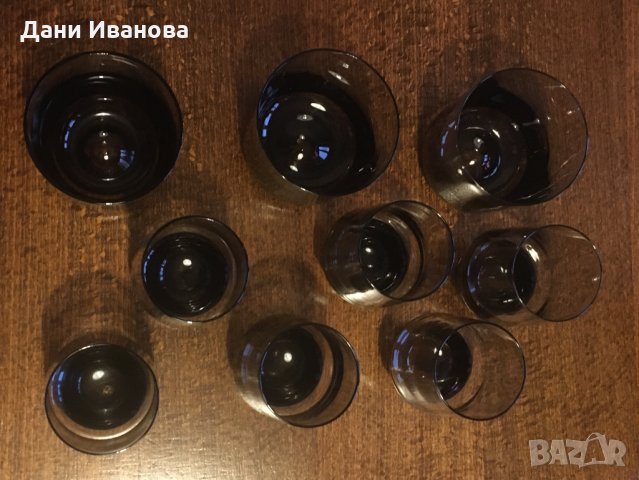 6 чаши за аператив + 3 чаши за уиски тъмно стъкло, снимка 3 - Чаши - 31896924