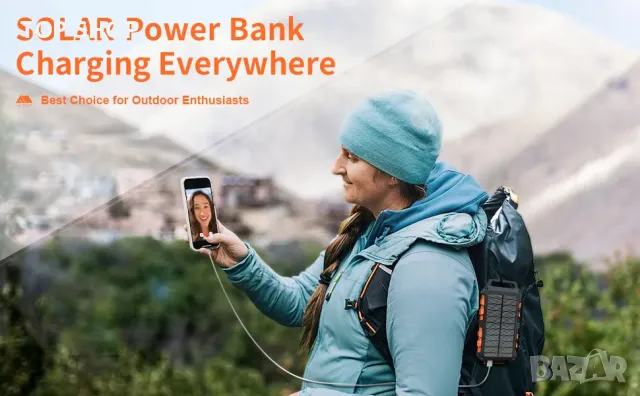 Solar Power Bank 20000mAh, PD 15W, снимка 5 - Външни батерии - 48645034