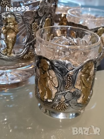 Руски сребърен 84 комплект-сет(сребро,кристал)сребърна кана,чаша,сребро 84, снимка 9 - Антикварни и старинни предмети - 32123914