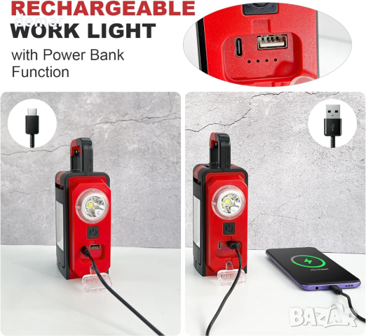 SYLSTAR Акумулаторна работна лампа, 3000 лумена LED с магнити, снимка 5 - Други - 44642235