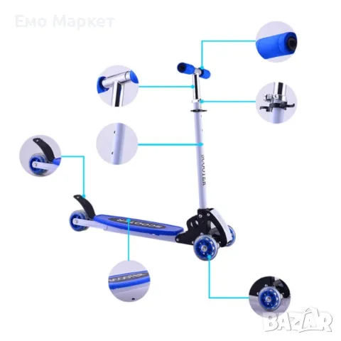 Детски скутер с възможност за регулиране на височината и светещи колелета, снимка 4 - Други - 50177116