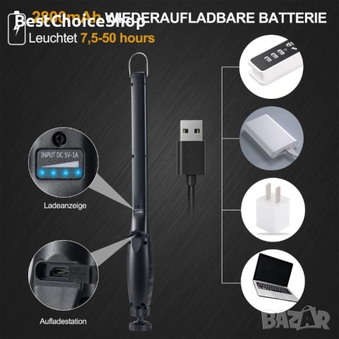 ORHOMELIFE акумулаторна LED работна лампа 800LM ръчна инспекционна лампа, снимка 4 - Аксесоари и консумативи - 53254759