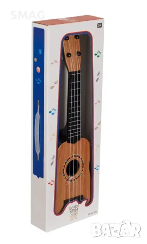 Класическа бежова китара с пластмасови струни 53 см S_1219501, снимка 2 - Музикални играчки - 48632808