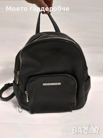 Дамска черна раница естествена кожа