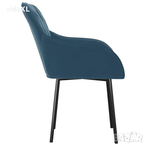 vidaXL Трапезни столове, 2 бр, сини, кадифе, снимка 5 - Столове - 56147129
