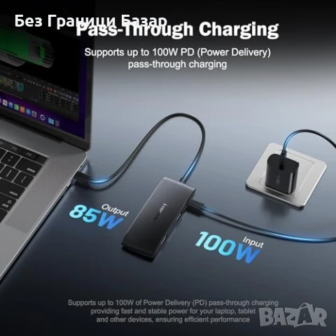 Нов хъб Докинг станция 7 в 1 USB C, двойно 4K HDMI, зареждане 100W, снимка 5 - Друга електроника - 50748044