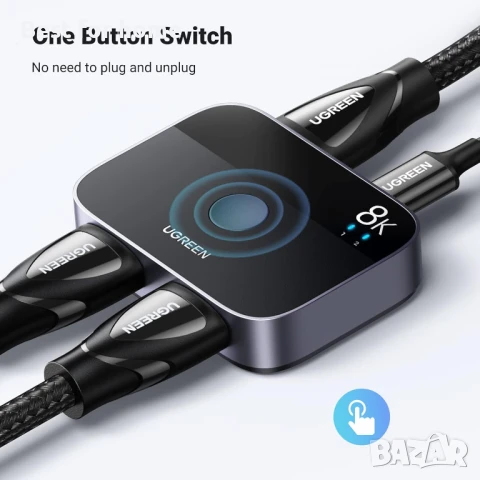 UGREEN HDMI 2.1 адаптер  8K@60Hz двупосочен 2 входа 1 изход, снимка 8 - Мрежови адаптери - 50710347