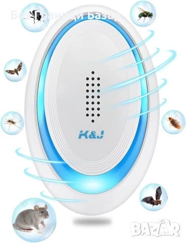 Нов комплект 6 броя Ултразвуков репелент против комари и мишки 120 м² 360° UK контакт