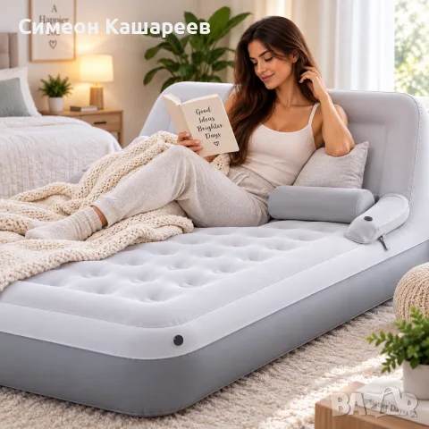Комплект: Надуваем матрак Queen Size с табла и електрическа помпа ADM