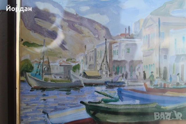 Стара картина смесена техника, снимка 3 - Картини - 50989583