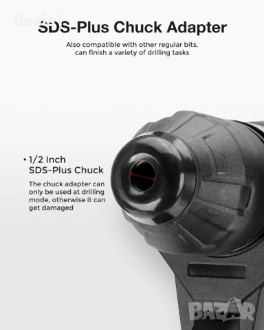 Mensela EH-WM1 4in1 Мултифункционална перфораторна бормашина 1/2 инча 1050 об/мин 5200 удара в мин, снимка 17 - Бормашини - 36645772