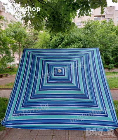 Голям Градински Чадър 250х250см. с Клапа Против Вятър , снимка 7 - Градински мебели, декорация  - 53891804