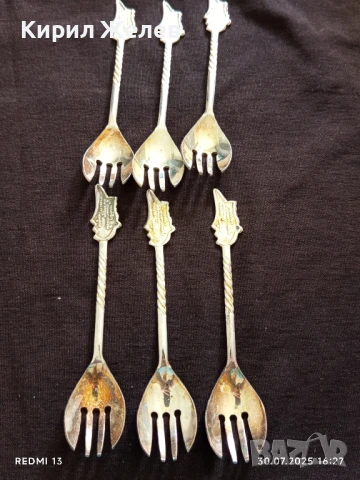 ПОСРЕБРЕНИ ВИЛИЧКИ за ДЕСЕРТ КИПЪР СТАРИ РЕДКИ ЗА КОЛЕКЦИЯ 35367