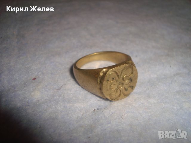 СТАР РЕТРО АРТ ДЕКО РЪЧНО ОРНАМЕНТИРАН ПОЗЛАТЕН ПРЪСТЕН от НЕРЪЖДАЕМА СТОМАНА с ПЕЧАТИ 585 14К 27573, снимка 17 - Антикварни и старинни предмети - 37497482