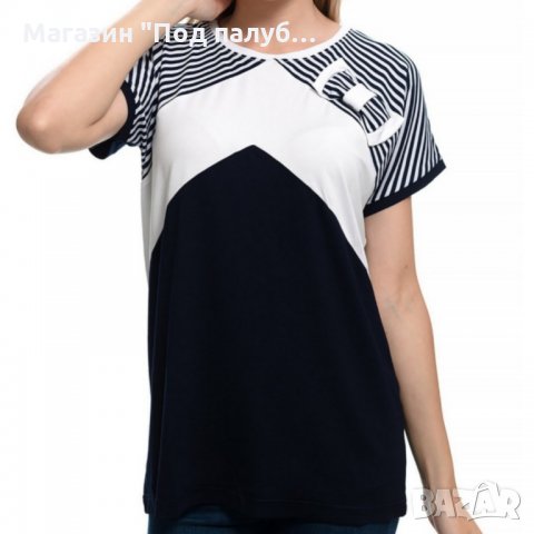 Дамска елегантна моряшка блуза с къс ръкав и панделка, снимка 10 - Тениски - 30313549