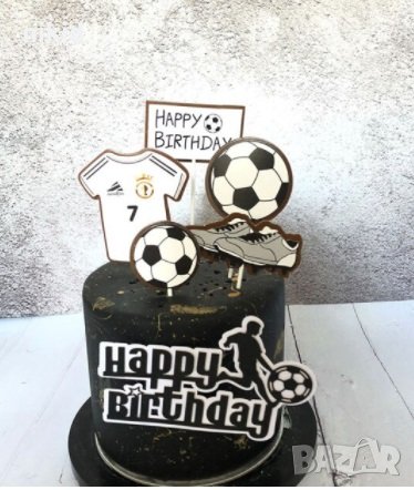 Футбол топка тениска Happy Birthday сет картонени топери украса за торта  парти рожден ден футболни в Други в гр. Ямбол - ID35264018 — Bazar.bg