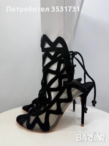 Sophia Webster черни велурени боти на ток размер 38, снимка 9 - Дамски боти - 54014942