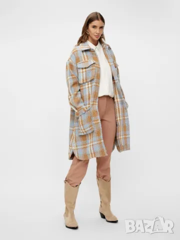 Y.A.S Вълнено карирано палто, XL, снимка 3 - Якета - 49535585