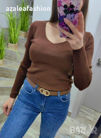 Кафяв дамски пуловер, снимка 2 - Блузи с дълъг ръкав и пуловери - 53082599