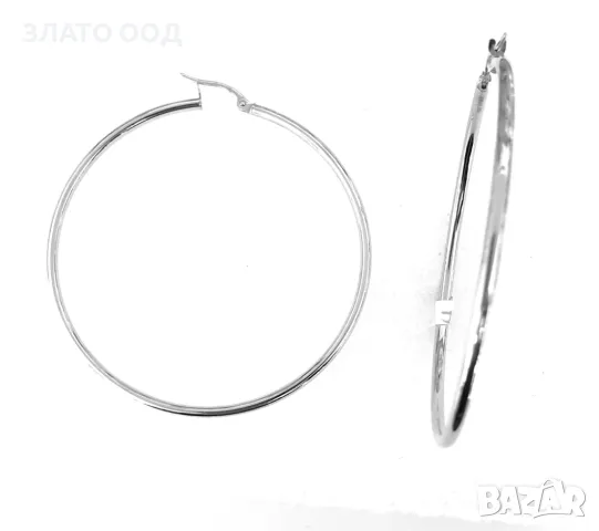 Златни обеци халки от бяло -14К, снимка 12 - Обеци - 39965773