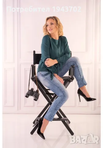 Елегантна блуза в тъмнозелен цвят Nedimade, снимка 6 - Блузи с дълъг ръкав и пуловери - 48045478