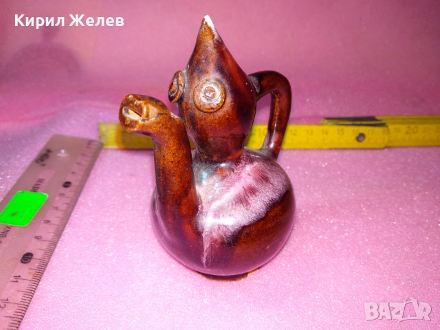 КЕРАМИЧНО БЪРДУЧЕ СВИРКА РЪЧНА МАЙСТОРСКА ИЗРАБОТКА ТРАДИЦИОНЕН ЕТНО СУВЕНИР ГЛЕДЖОСАНА ГЛИНА 42851, снимка 4 - Декорация за дома - 44297403