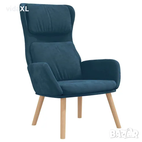 vidaXL Релакс стол, син, кадифе