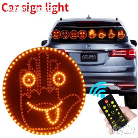 LED табела за автомобил Automat, Светеща ръка, Емоджи, снимка 2 - Аксесоари и консумативи - 48694886