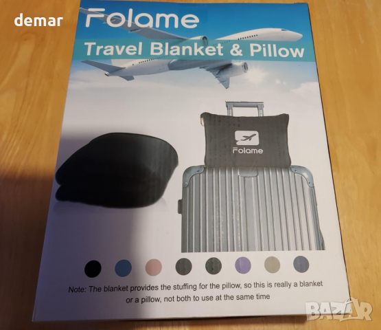 Folame Компактно одеяло/възглавница за самолет 2 в 1 с мека чанта, колан за багаж и щипка за раница, снимка 4 - Други - 44655382