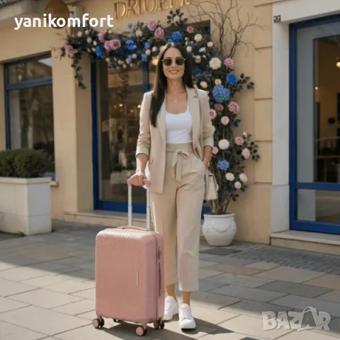 Куфар за ръчен багаж 55x40x23 PP 88001 – твърд куфар с 4 колела и TSA заключване, снимка 7 - Куфари - 56200110