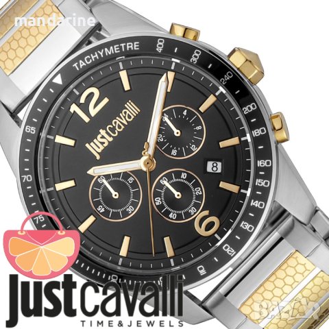 JUST CAVALLI 🍊 Мъжки часовник с хронограф SILVER "BLACK & GOLD" нов с кутия и 2г. гаранция, снимка 4 - Мъжки - 40442246