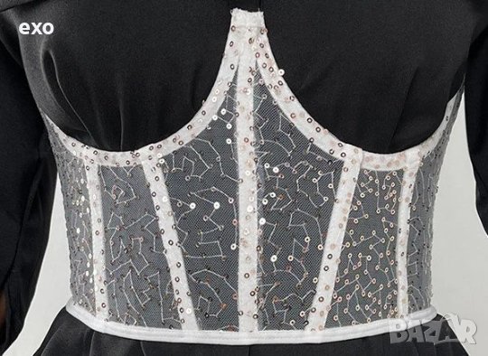 Черен корсет, Бял корсет, Елегантен корсет пайети