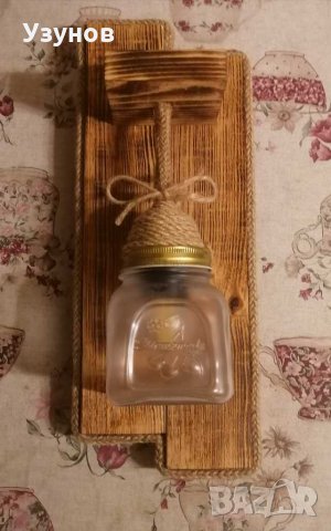 Осветление за механа, ръчно изработена дървена лампа за стена, ретро, винтидж., снимка 2 - Лампи за стена - 32099735