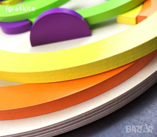 Двойна цветна дървена дъга с табла за поместване Wooden double rainbow, снимка 4 - Образователни игри - 30455577