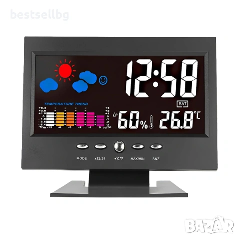 LED дигитален часовник с будилник, температура, световно време и гласова подсветка, снимка 7 - Други - 53122598