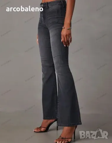 Дамски ретро изпрани дълги дънки с висока талия , снимка 3 - Дънки - 49069419