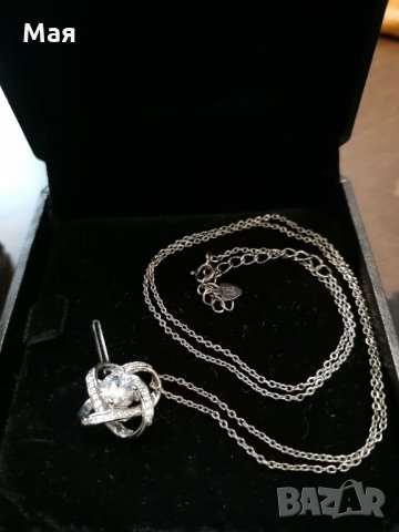 Ново сребърно колие с висулка с камъни цирконий, снимка 5 - Колиета, медальони, синджири - 32180135