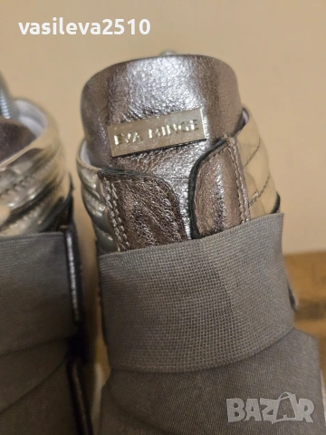 Eva Minge оригинални дамски сребристи кецове на платформа от естествена кожа , снимка 13 - Кецове - 53892776