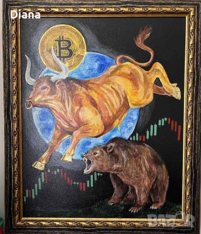 Авторска картина Bitcoin Crypto world , снимка 3 - Картини - 51887722