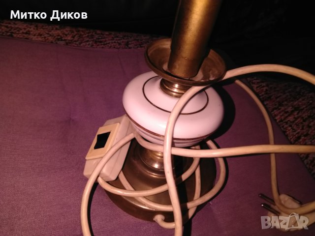 Стара настална ретро нощна лампа от соца с порцелан, снимка 4 - Други стоки за дома - 42797171