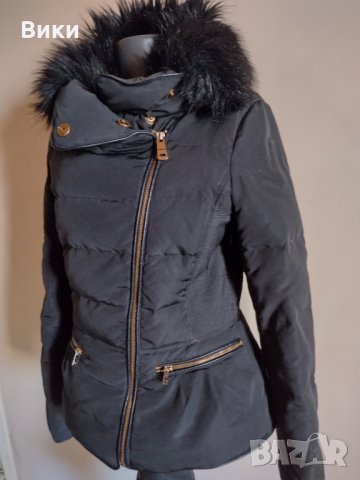 Дамско черно яке  с пух  Zara , снимка 5 - Якета - 34506346