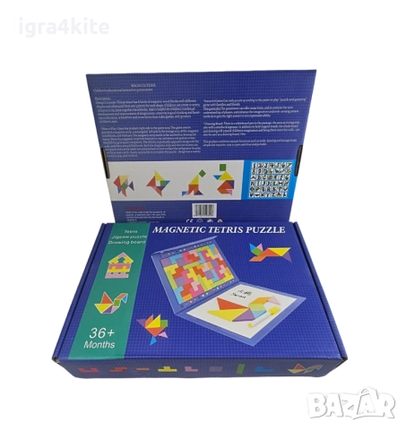 Две в Едно Дигитална Книга за Рисуване с Магнитен Дървен Тетрис и Танграм + Маркер, снимка 3 - Образователни игри - 52158132