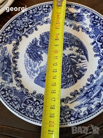 английска порцеланова чиния син порцелан    11/2, снимка 3 - Сервизи - 49059684