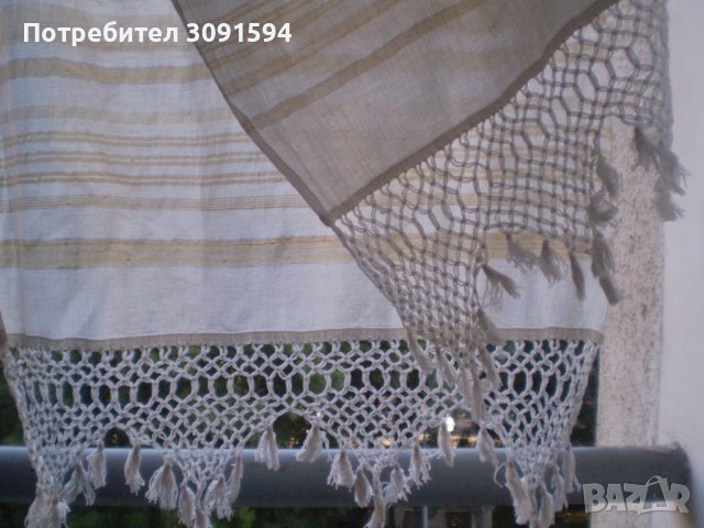 19 в  кърпа памучен  кенар с плетена на една кука дантела 