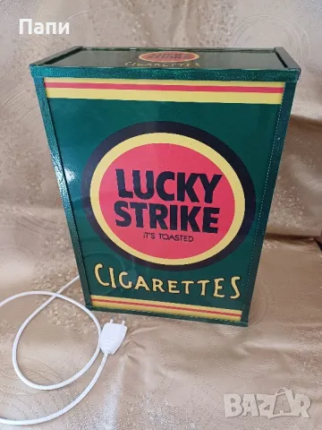 Ретро светеща рекламна кутия "Lucky strike", снимка 3 - Антикварни и старинни предмети - 49823063