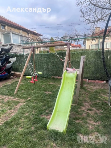 Градинска Люлка с Пързалка и Въжена Стълба, снимка 2 - Градински мебели, декорация  - 53938506