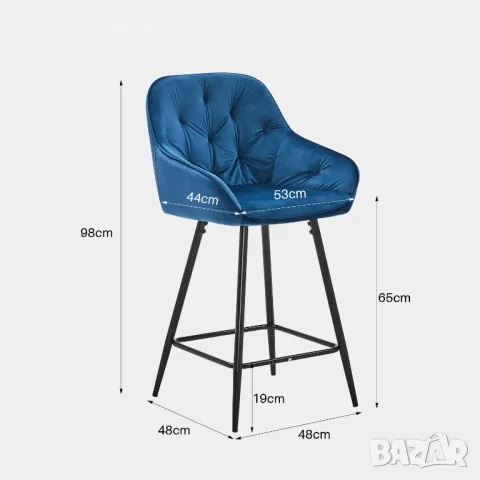 ПРОМОЦИЯ Комплект бар столове тип щъркел, височина 98см C-U-BS-0086BU, снимка 5 - Столове - 49060790