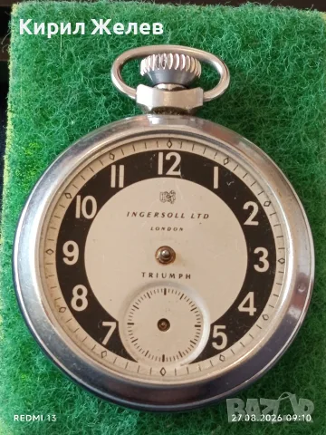 Стар джобен часовник INGERSOLL Made in Britain рядък за КОЛЕКЦИОНЕРИ 37177
