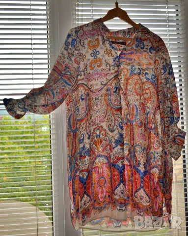 👚 Дамска дълга лятна риза/туника с ярки цветове; Zara; 4XL÷6XL, снимка 2 - Ризи - 41906250